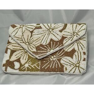 Lulu’s floral embroidered beaded clutch glam cottagecore